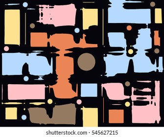 Abstract grunge vector background. Color mosaic composition of irregular overlapping  graphic elements.