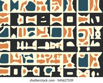 Abstract grunge vector background. Color mosaicr composition of irregular overlapping wavy graphic elements.