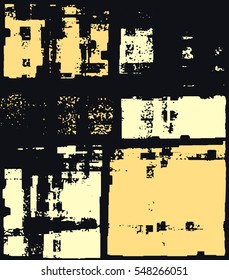 Abstract grunge vector background. Color mosaic composition of irregular graphic elements.