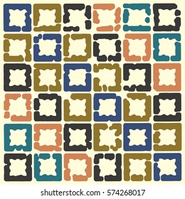 Abstract grunge vector background. Color squared raster composition of irregular graphic elements.