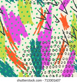 Abstract grunge vector background. Color raster composition of irregular overlapping graphic elements.