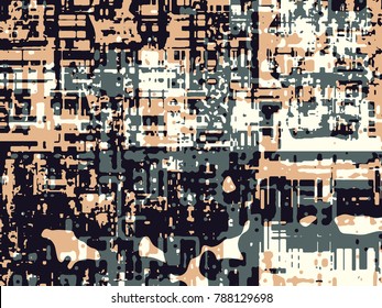 Abstract grunge vector background. Color composition of irregular overlapping graphic elements.
