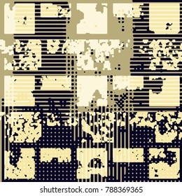 Abstract grunge vector background. Color composition of irregular overlapping graphic elements.