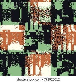 Abstract grunge vector background. Color squared composition of irregular overlapping graphic elements.