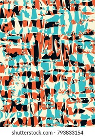 Abstract grunge vector background. Color raster composition of irregular overlapping graphic elements.