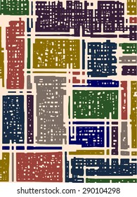 Abstract grunge vector background. Colorful composition of irregular geometric elements.