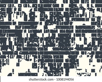 Abstract grunge vector background. Monochrome composition of irregular graphic elements.