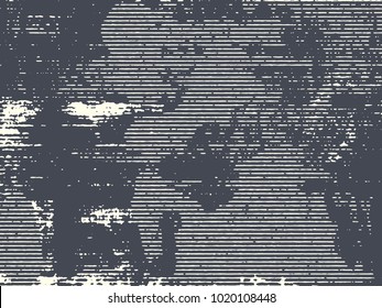 Abstract grunge vector background. Monochrome raster composition of irregular graphic elements.
