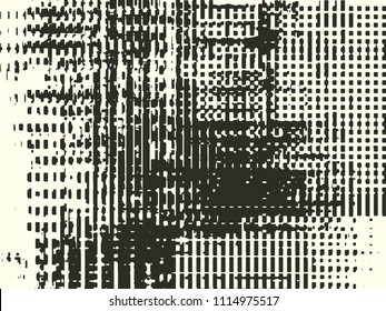 Abstract grunge vector background. Monochrome raster composition of irregular graphic elements.