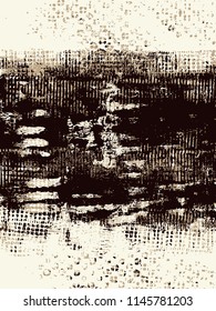 Abstract grunge vector background. Monochrome handmade composition of irregular graphic elements.