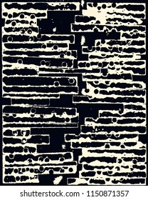 Abstract grunge vector background. Monochrome composition of irregular graphic elements.