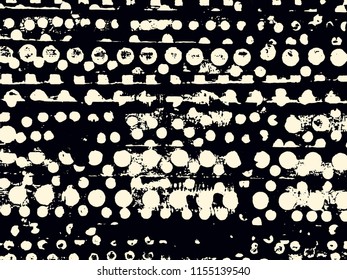 Abstract grunge vector background. Monochrome composition of irregular graphic elements.
