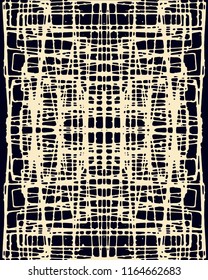 Abstract grunge vector background. Monochrome handcrafted symmetric composition of irregular graphic elements.