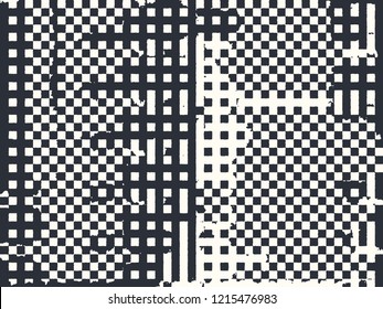 Abstract grunge vector background. Monochrome composition of irregular overlapping graphic elements.