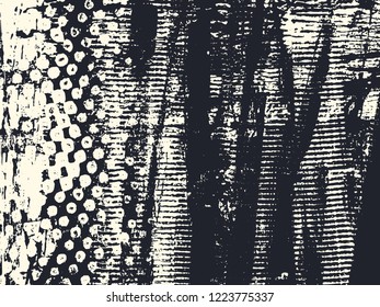 Abstract grunge vector background. Monochrome handmade composition of irregular graphic elements.