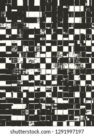 Abstract grunge vector background. Monochrome composition of irregular graphic elements.