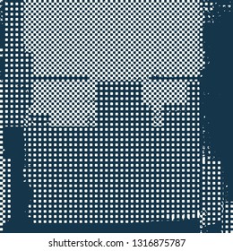 Abstract grunge vector background. Monochrome composition of irregular halftone graphic elements.