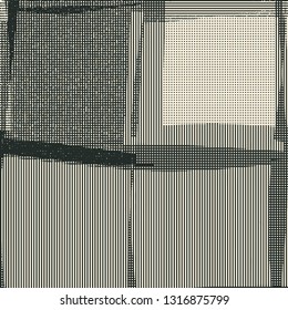 Abstract grunge vector background. Monochrome composition of irregular halftone graphic elements.
