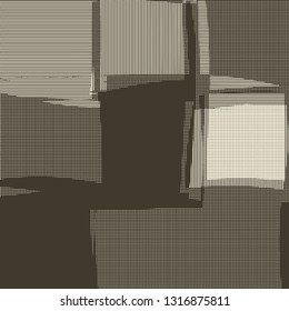 Abstract grunge vector background. Monochrome composition of irregular halftone graphic elements.