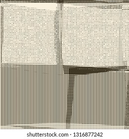 Abstract grunge vector background. Monochrome composition of irregular halftone graphic elements.
