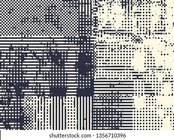 Abstract grunge vector background. Monochrome composition of irregular graphic elements.