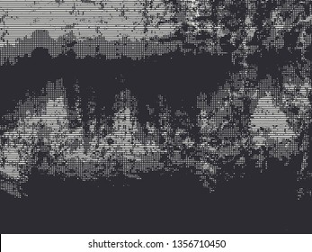 Abstract grunge vector background. Monochrome composition of irregular graphic elements.