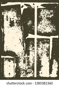 Abstract grunge vector background. Monochrome composition of irregular overlapping graphic elements.
