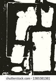Abstract grunge vector background. Monochrome composition of irregular overlapping graphic elements.