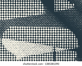 Abstract grunge vector background. Monochrome composition of irregular overlapping graphic elements.
