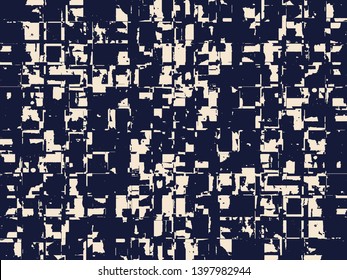 Abstract grunge vector background. Monochrome composition of irregular graphic elements.