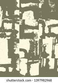 Abstract grunge vector background. Monochrome composition of irregular graphic elements.