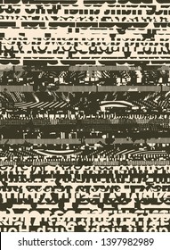 Abstract grunge vector background. Monochrome composition of irregular graphic elements.