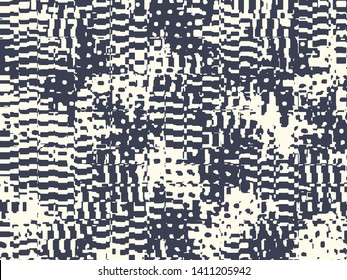 Abstract grunge vector background. Monochrome composition of irregular graphic elements.