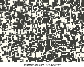 Abstract grunge vector background. Monochrome composition of irregular graphic elements.