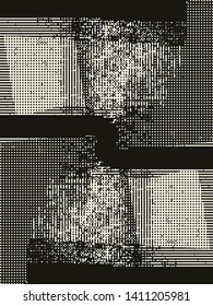 Abstract grunge vector background. Monochrome composition of irregular graphic elements.