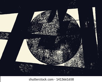 Abstract grunge vector background. Monochrome handcrafted composition of irregular graphic elements.