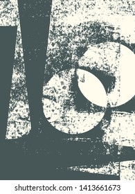 Abstract grunge vector background. Monochrome handcrafted composition of irregular graphic elements.