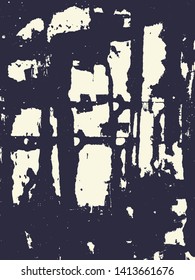 Abstract grunge vector background. Monochrome handcrafted composition of irregular graphic elements.