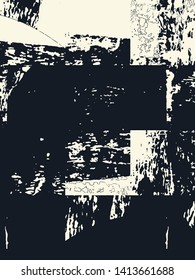 Abstract grunge vector background. Monochrome handcrafted composition of irregular graphic elements.