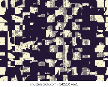 Abstract grunge vector background. Monochrome composition of irregular graphic elements.