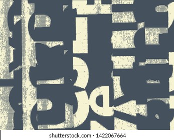 Abstract grunge vector background. Monochrome composition of irregular graphic elements.