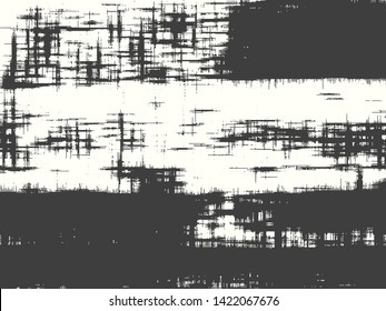 Abstract grunge vector background. Monochrome composition of irregular graphic elements.