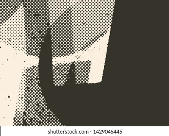 Abstract grunge vector background. Monochrome composition of irregular graphic halftone elements.