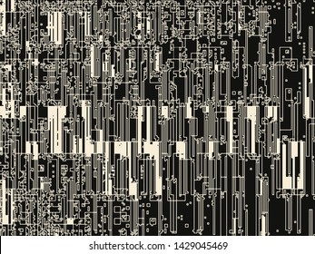 Abstract grunge vector background. Monochrome composition of irregular graphic elements.