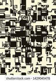 Abstract grunge vector background. Monochrome composition of irregular graphic elements.