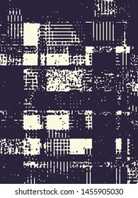 Abstract grunge vector background. Monochrome composition of irregular overlapping graphic elements.