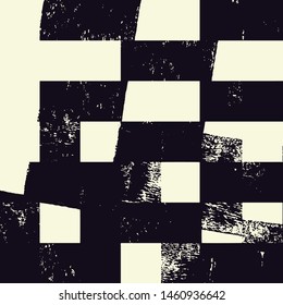 Abstract grunge vector background. Monochrome squared composition of irregular graphic elements.