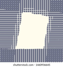 Abstract grunge vector background. Monochrome squared composition of irregular graphic elements.