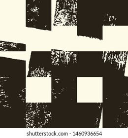 Abstract grunge vector background. Monochrome squared composition of irregular graphic elements.