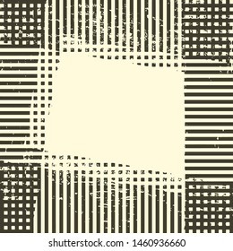 Abstract grunge vector background. Monochrome squared composition of irregular graphic elements.